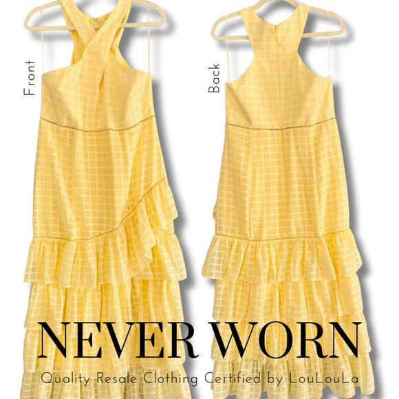Likely Brand, Soft Yellow Check, Reni Dress | Never Worn | Size 14 - Picture 2 of 5